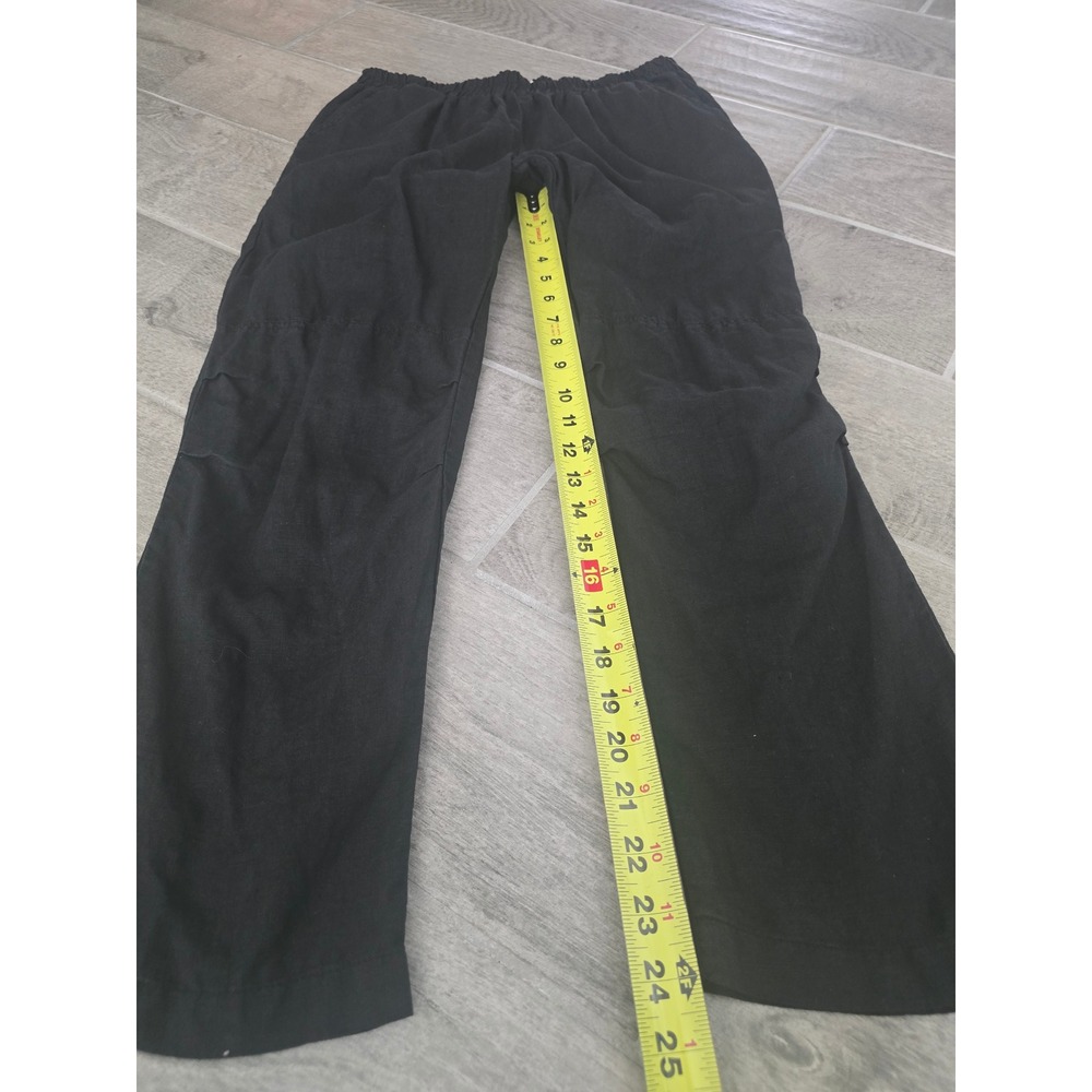 Sady & Lu Women's Linen Pants Black Elastic Waist Casual Relaxed Medium Ankle - Picture 3 of 7